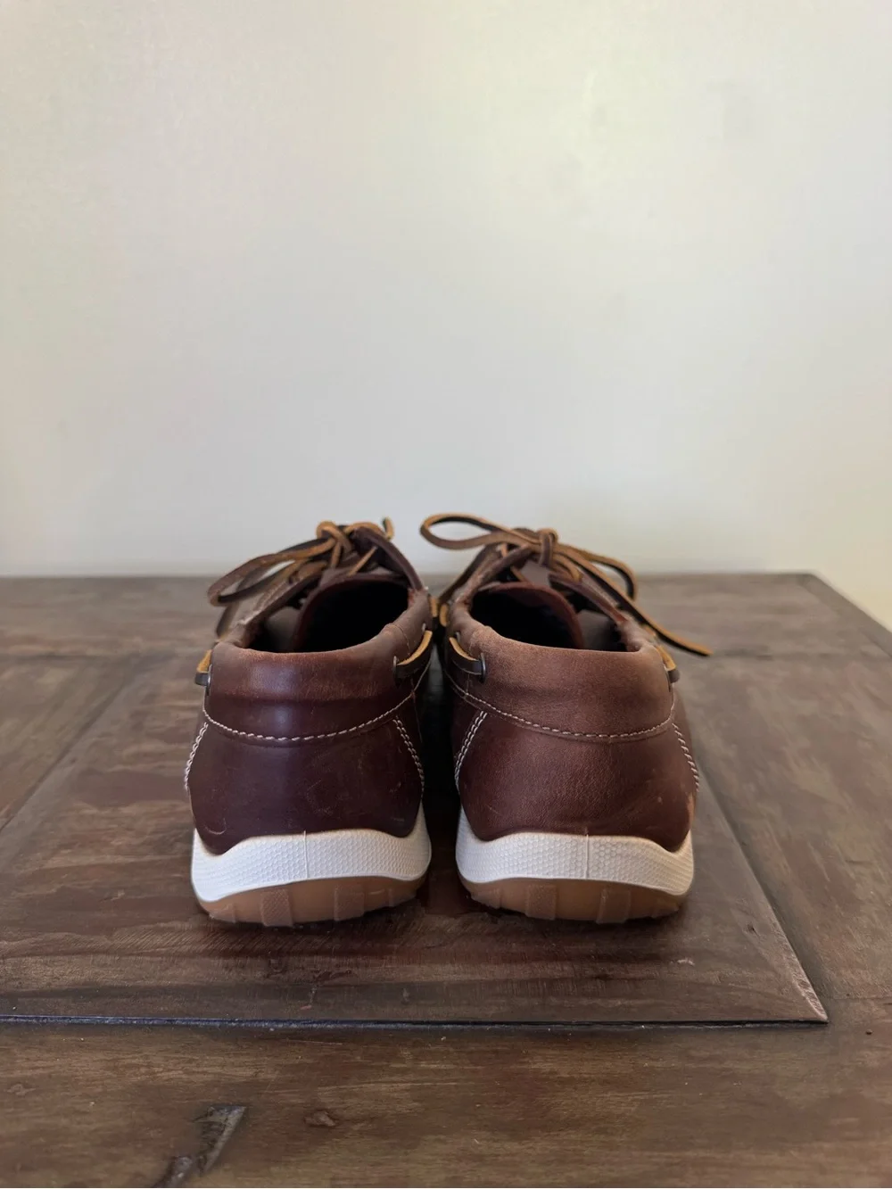 Ecco brown leather casual‎ moccasins slip on boat shoes men’s size 8